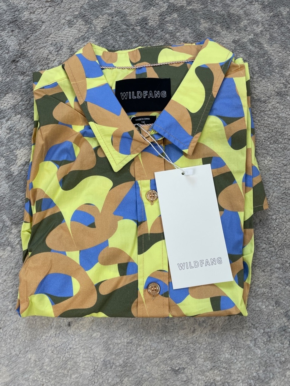 NWT Wildfang The Essential Short Sleeve Button Up Shirt Abstract Pop Art Sz 1X - Picture 5 of 11